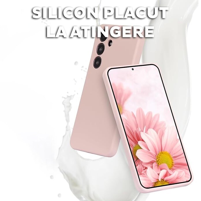 Husa pentru Samsung Galaxy S25 Daden® Silicon SoftFlex, Ultra Slim, Protectie sporita, Interior de microfibra, Roz nisipiu