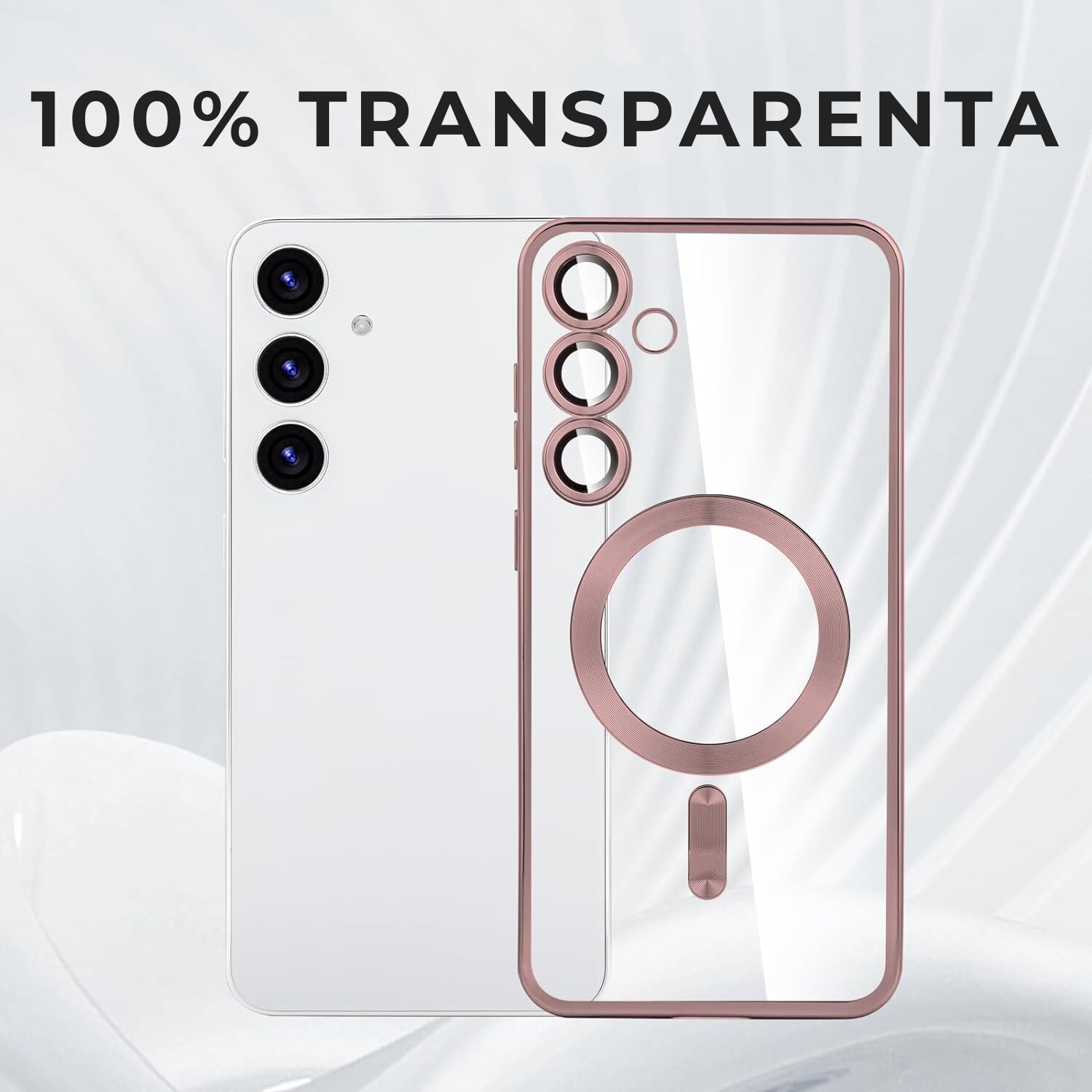 Husa pentru Samsung Galaxy A56 5G DaDen® MagSafe Luxury compatibil cu protectie camera, Ultra Protectie, Transparent cu margini verzi inchis