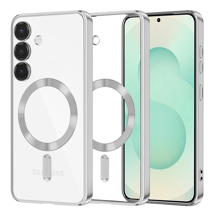 Калъф за Samsung Galaxy S25 Daden® Magsafe Luxury съвместим със защита на камерата, Ultra Protection, Сребрист