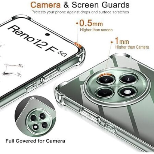 Husa pentru Oppo Reno 12F / 12FS 5G, Silicon transparent, Antisoc, cu protectie camera, BzStore