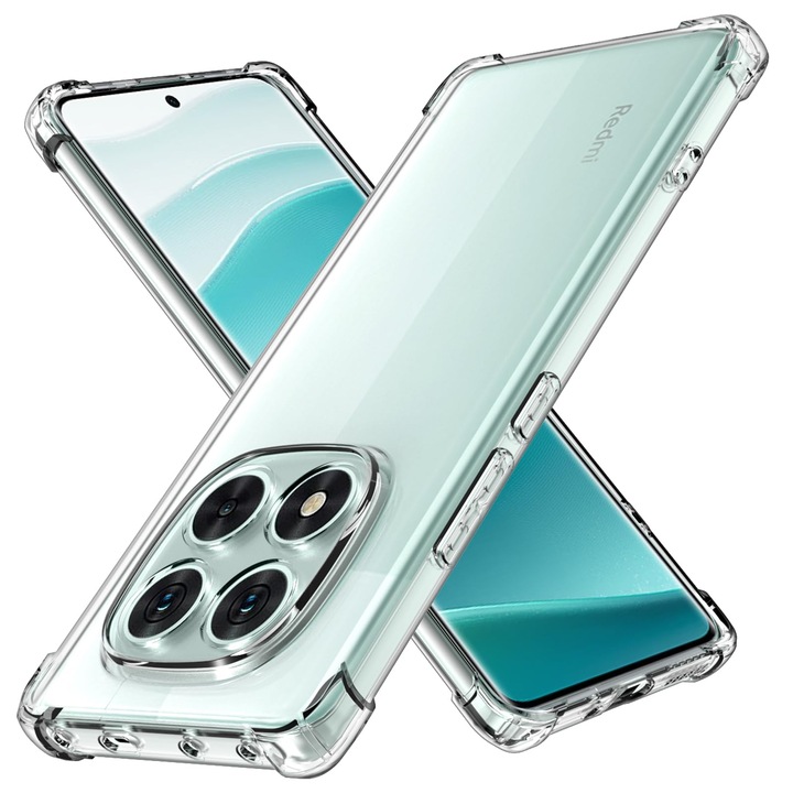 Кейс за Xiaomi Redmi Note 14 Pro 5G / Note 14 Pro Plus 5G, Прозрачен силикон, Удароустойчив, със защита на камерата, BzStore
