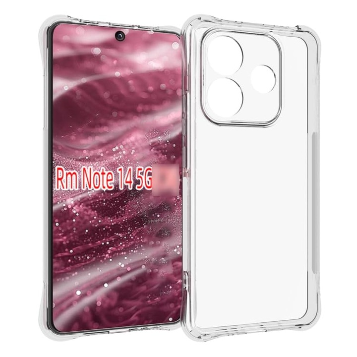 Кейс за Xiaomi Redmi Note 14 5G, Прозрачен силикон, Удароустойчив, със защита на камерата, BzStore