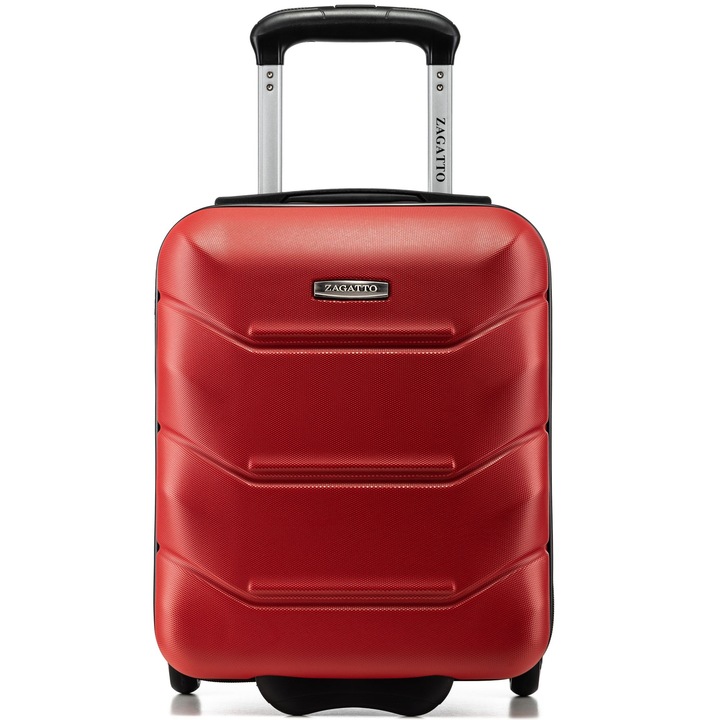 Kabin bőrönd, Zagatto®, Piros, mérete 40x30x20 cm, XS méret, Kis bőrönd, Kézipoggyász, Wizz Air kompatibilis, Alumínium teleszkópos fogantyú, Robusztus cipzár, ABS, Ellenálló, Űrtartalom 20L, 10kg, ZG507-ABS-MINI-Blood