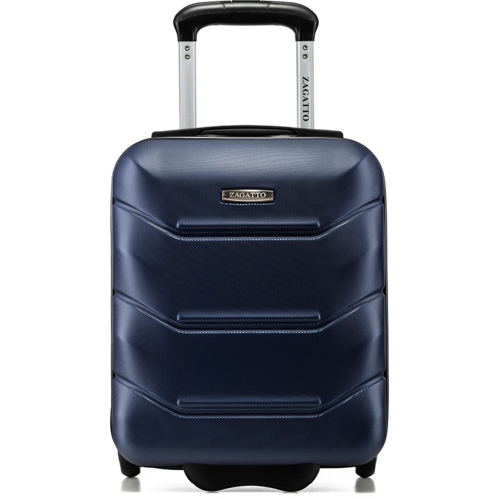 Kabin bőrönd, Zagatto®, Kék, mérete 40x30x20 cm, XS méret, Kis bőrönd, Kézipoggyász, Wizz Air kompatibilis, Alumínium teleszkópos fogantyú, Robusztus cipzár, ABS, Ellenálló, Űrtartalom 20L, 10kg, ZG507-ABS-MINI-Blue