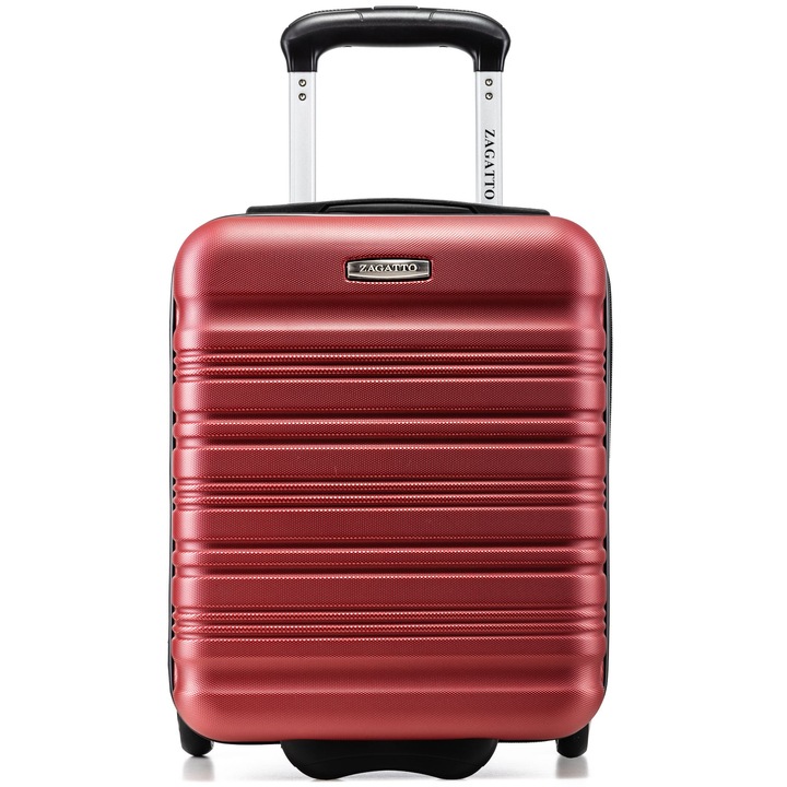 Kabin bőrönd, Zagatto®, Piros, mérete 40x30x20 cm, XS méret, Kis bőrönd, Kézipoggyász, Wizz Air kompatibilis, Alumínium teleszkópos fogantyú, Robusztus cipzár, ABS, Ellenálló, Űrtartalom 20L, 10kg, ZG508-ABS-MINI-Red