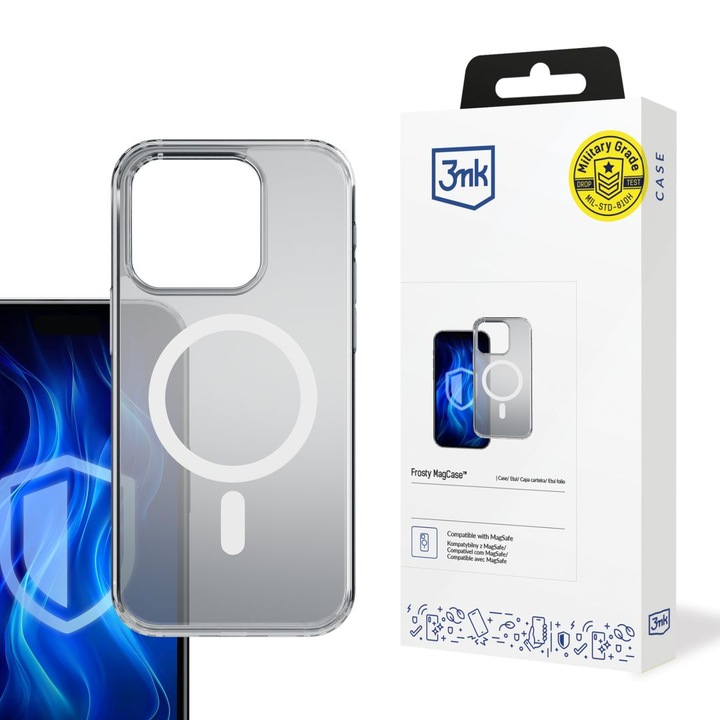 Husa telefon, 3MK, pentru Apple iPhone 13 Pro, alb transparent, compatibila cu MagSafe