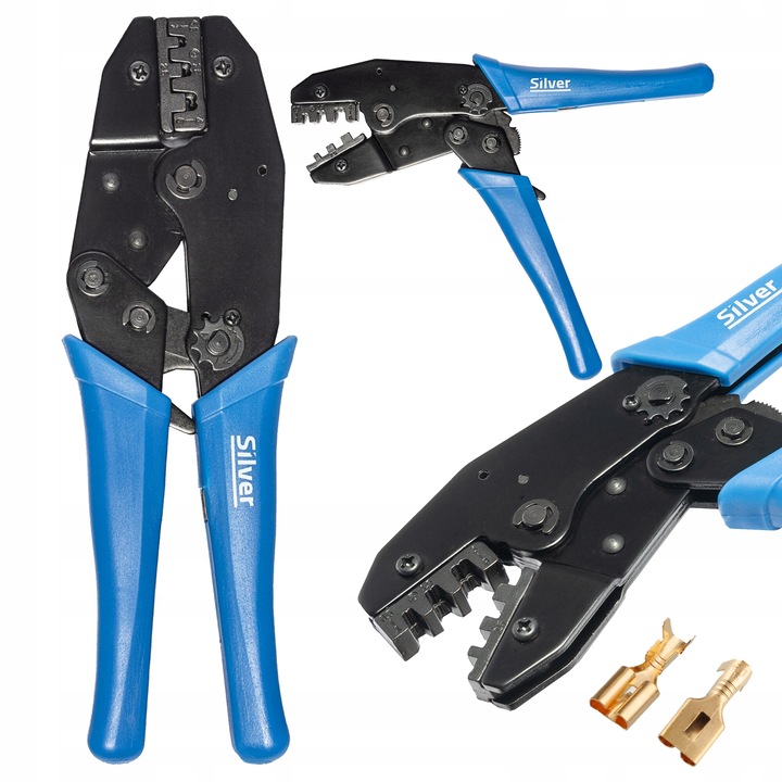 Cleste pentru conectori neizolati SilverTools, 0,25-6 mm, set