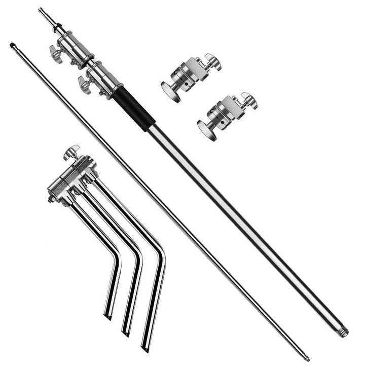 Комплект статив C-Stand, 2 части, неръждаема стомана, 2.6M, сгъваем дизайн, включени аксесоари