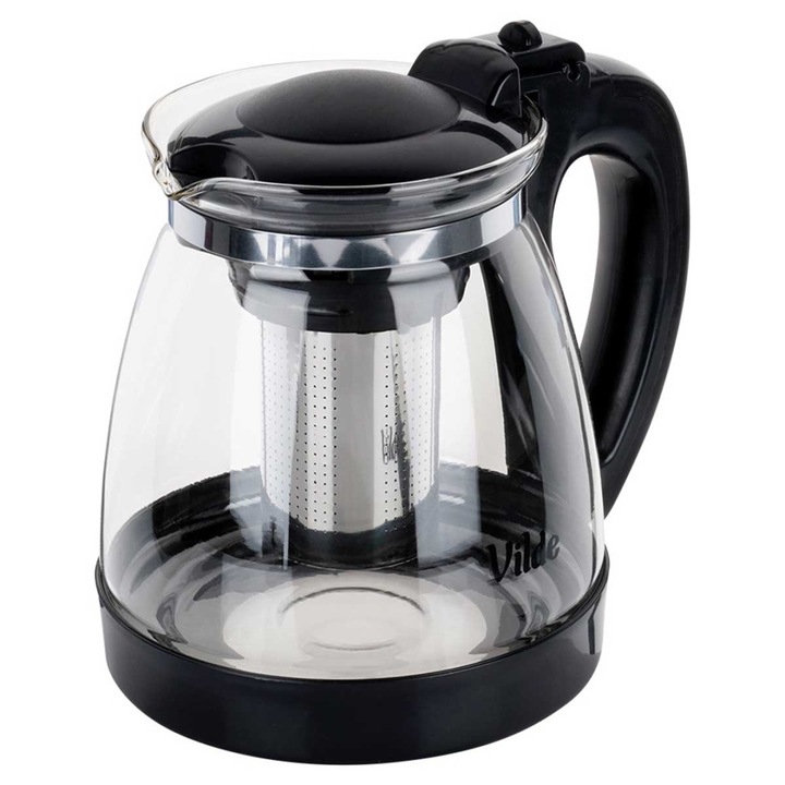 Ceainic din sticla cu infuzor, Vilde, 2L, 19x15x18,5cm, transparent