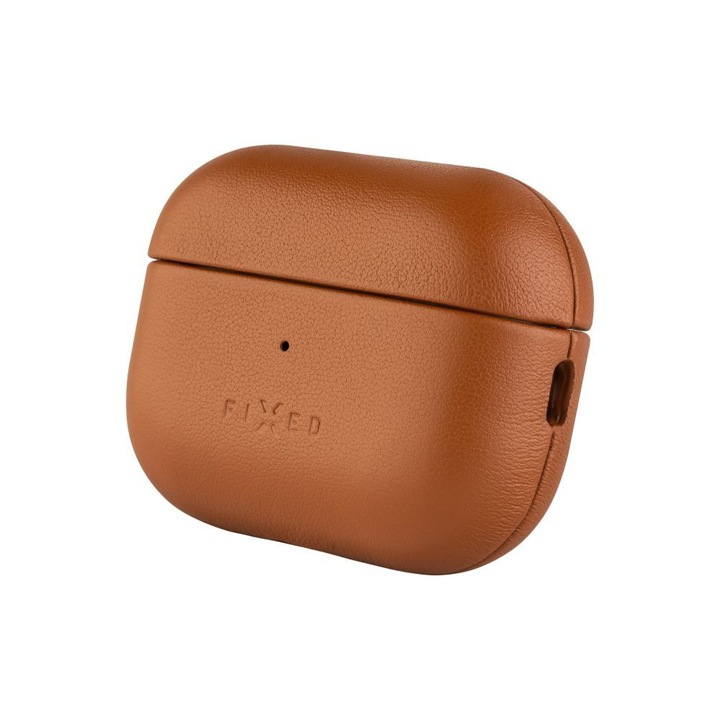 Husa AirPods, FIXED, Piele, Pentru Apple AirPods Pro 2, Maro