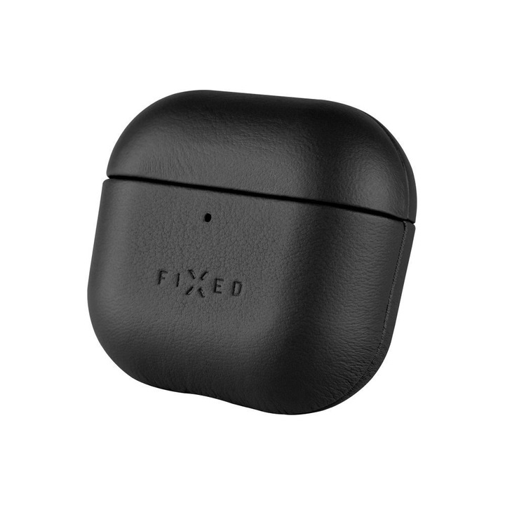 Husa FIXED PodsLeather pentru Apple Airpods 4, neagra