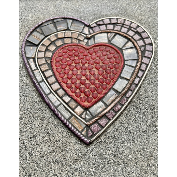 Tablou, Art Heart Studio, Pictura murala lucrata manual, mozaic, arta contemporana, 37,5x37,5 cm