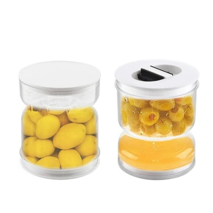 Borcan Pentru Muraturi, Comando Home, cu Separator pentru Lichide, Inchidere Ermetica, Termorezostent, tip Clepsidra, Asigura Prospetimea si Depozitarea Alimentelor, Capacitate 800 ml, Alb mat