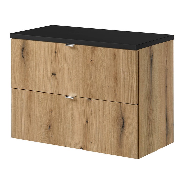 Set dulap sub chiuveta, en.casa, 47 Newport, 80, 4x59, 5x40cm, pal, mdf, efect lemn stejar, negru, montabil pe perete