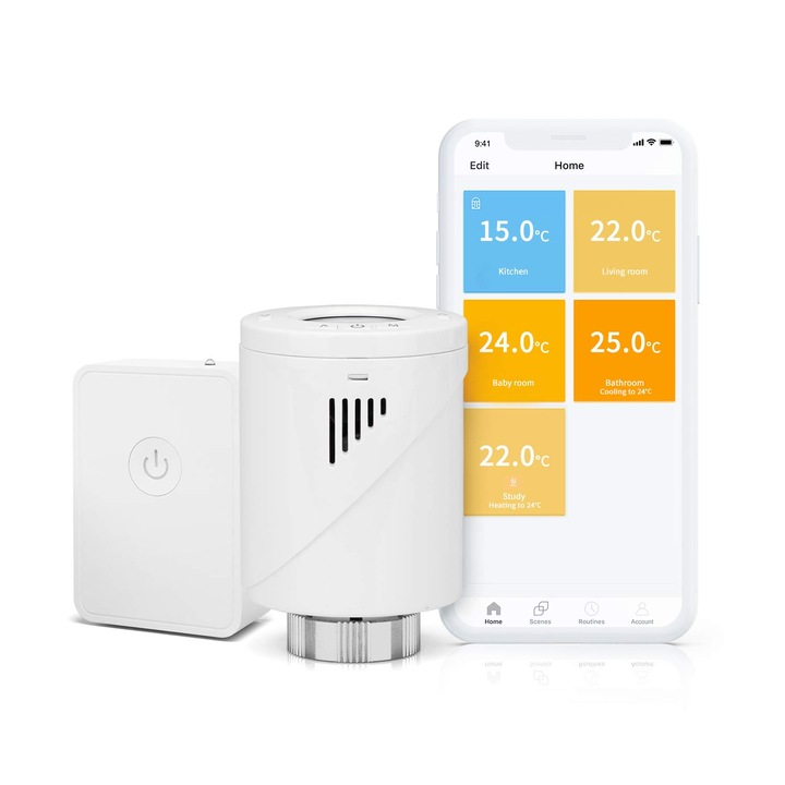 Termostat Inteligent WiFi cu Hub, LiTech, Control Vocal Alexa/Google, Aplicatie Mobila, Programare Saptamanala, Mod Eco si Detectare Fereastra Deschisa – Eficienta si Confort de la Distanta