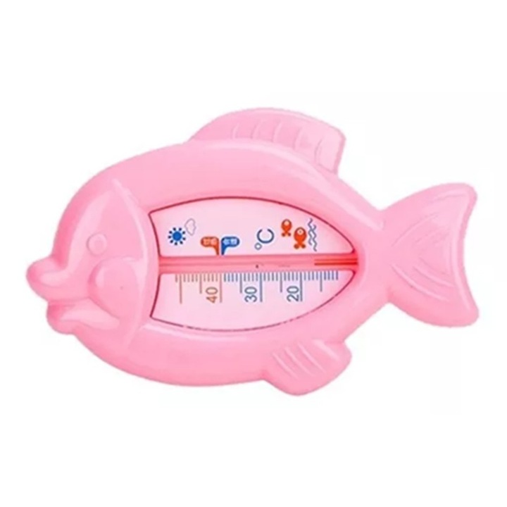 Termometru pentru Baie, Plutitor, Rezistent la Apa, Multifunctional, Model Peste, 15.5 x 9.5 x 2 cm, Roz