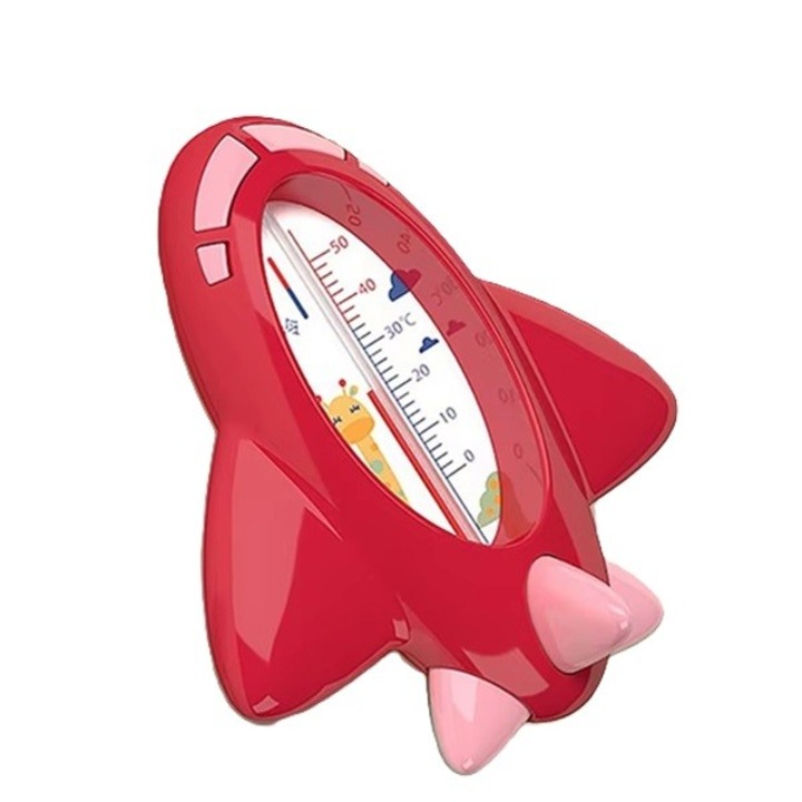 Термометър за баня, Flippy, плаващ, водоустойчив, мултифункционален, модел на самолет, 11x10x4 см, червен