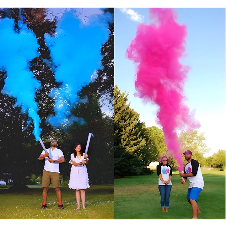 Tun pentru Gender Reveal cu pudra colorata Albastra 40 cm