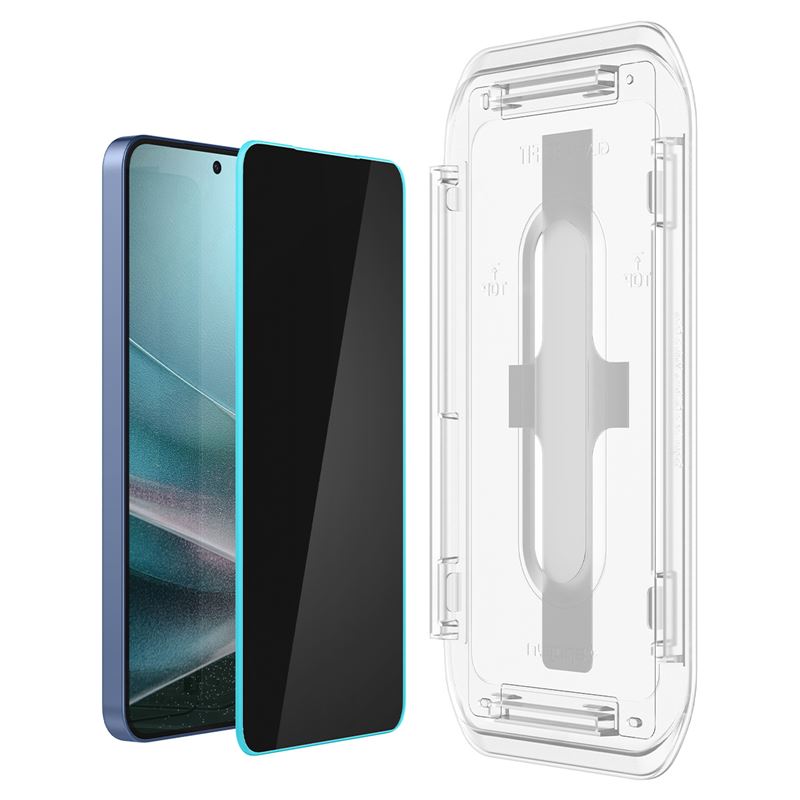 Set 2 folii sticla cu sistem de montare Case friendly Spigen GLAStR EZ FIT HD compatibil cu Samsung Galaxy S24 / S25 Privacy