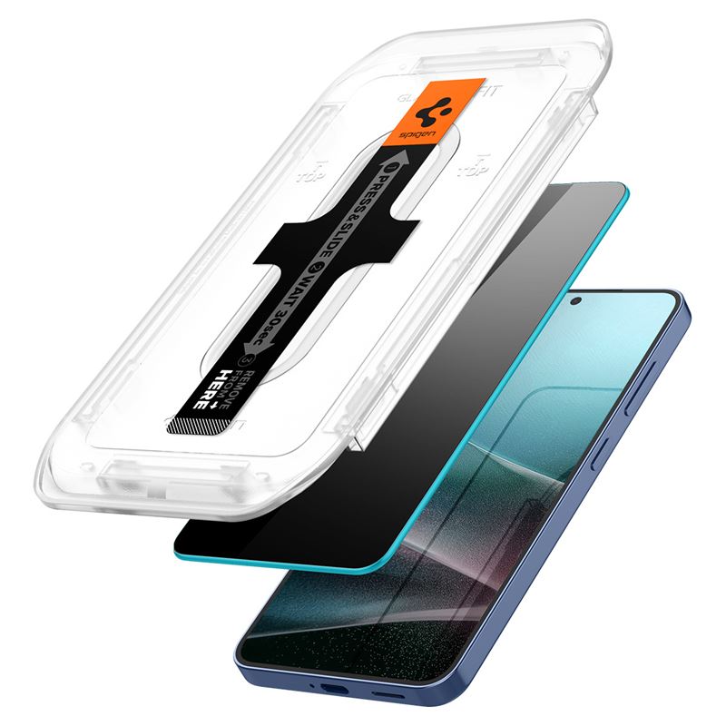 Set 2 folii sticla cu sistem de montare Case friendly Spigen GLAStR EZ FIT HD compatibil cu Samsung Galaxy S24 / S25 Privacy