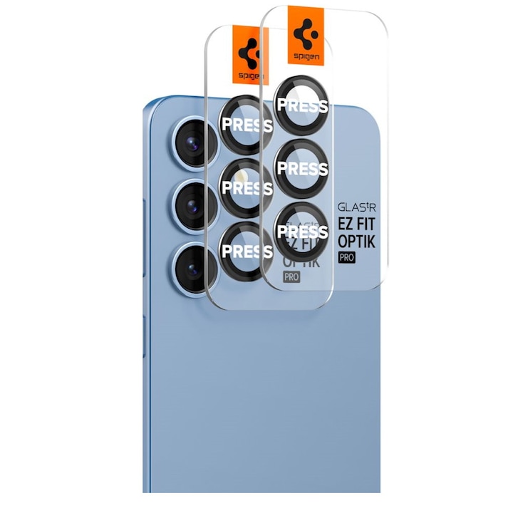 Spigen GlasR EZ FIT Optik Pro HD протектор за екран за задна камера за Samsung Galaxy S25+ S936, закалено стъкло, комплект от 2, черен AGL09088