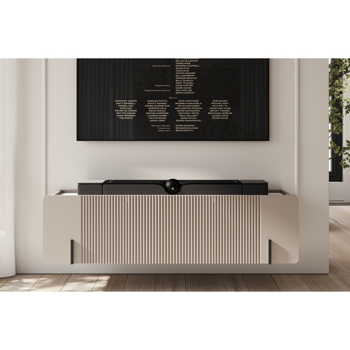 Komód, Bogart, Malmi, RTV szekrény, 150 x 40 cm x 42 cm, 2 ajtós, 2 polccal, Laminált, MDF, Bézs