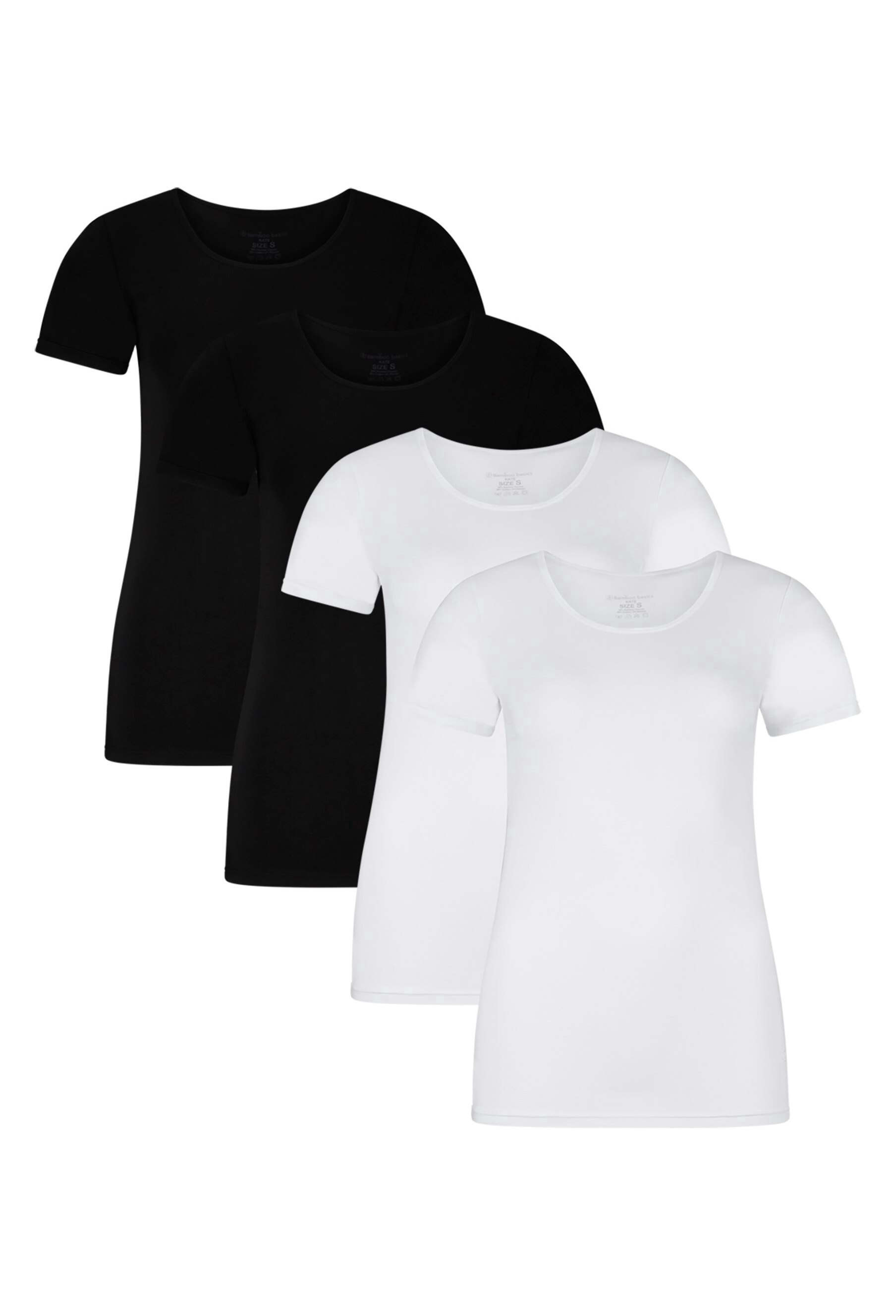 Bamboo, Set de tricouri de casa Kate - 4 piese, Alb, Negru, XL