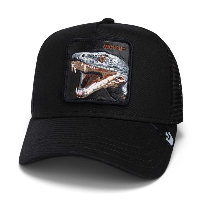 Goorin Bros., Sapca trucker unisex cu aplicatie brodata, Negru, Maro, Gri carbune