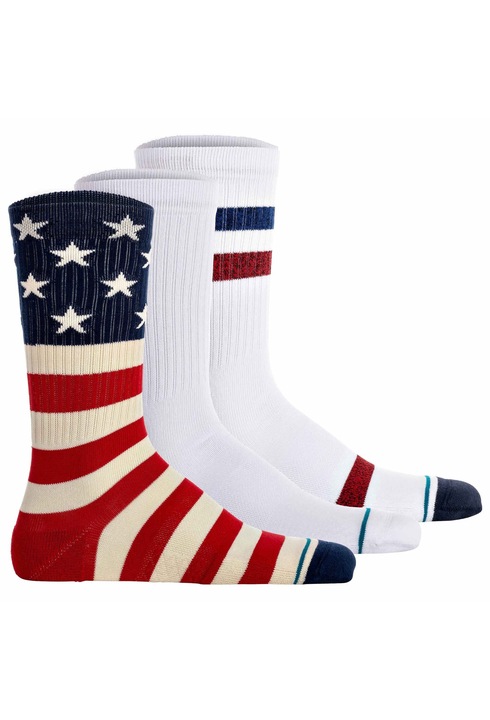 Stance, Set de sosete din amestec de bumbac - 3 perechi, Rosu/Alb/Albastru