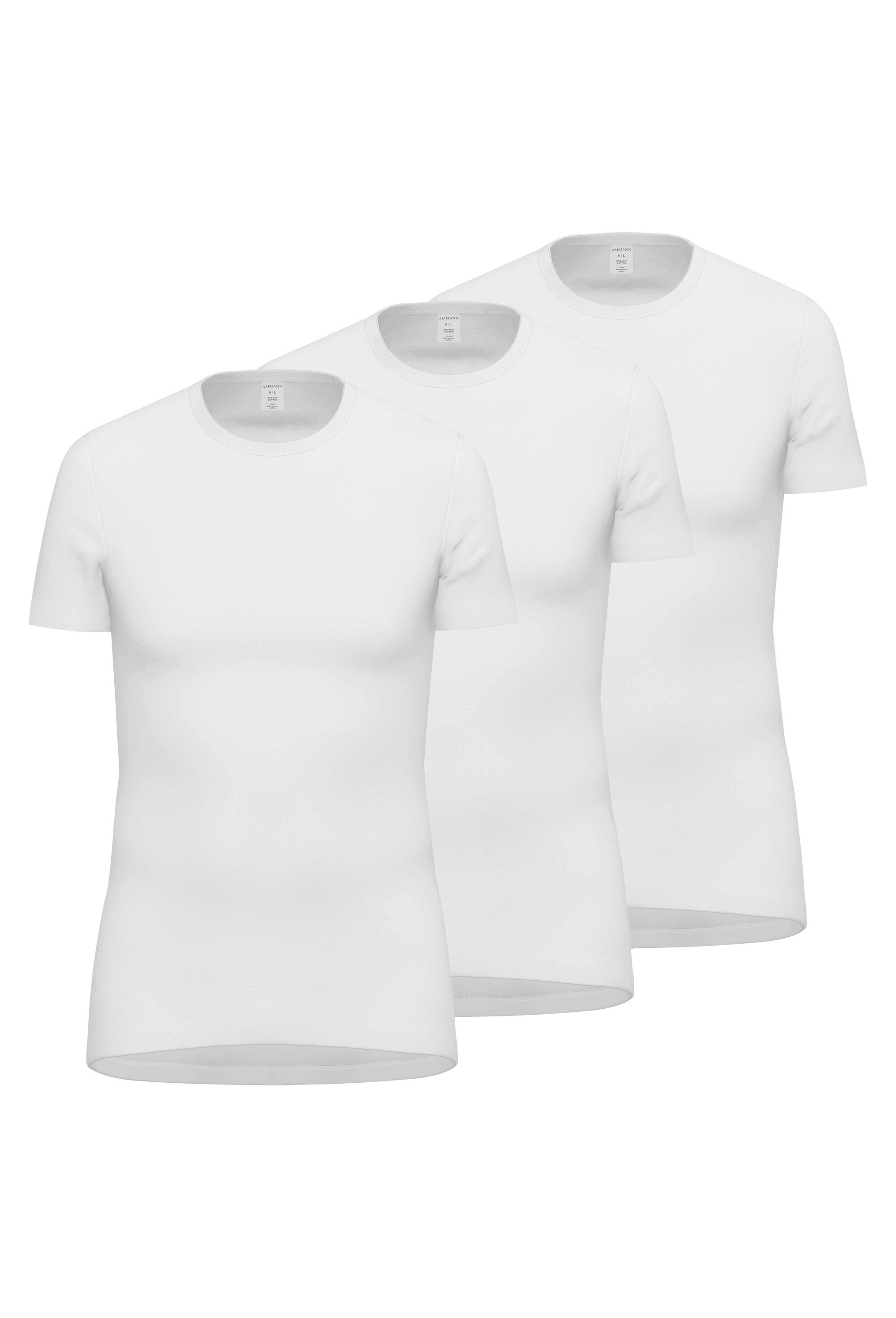 Ammann, Set de tricouri uni de bumbac - 3 piese, Alb, XL