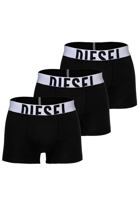 Diesel, Set de boxeri cu banda logo in talie Damien - 3 perechi, Negru