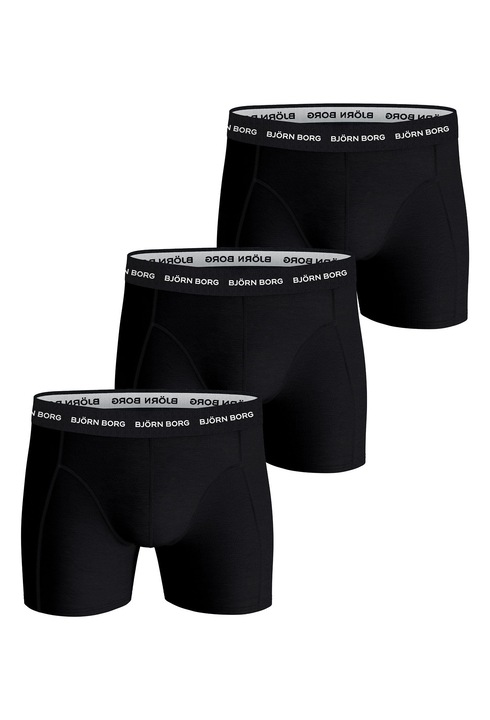 Björn Borg, Set de boxeri cu banda logo in talie - 3 perechi, Negru