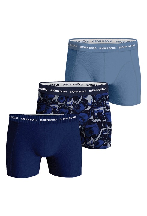 Björn Borg, Set de boxeri cu banda logo in talie - 3 perechi, Albastru deschis/Albastru