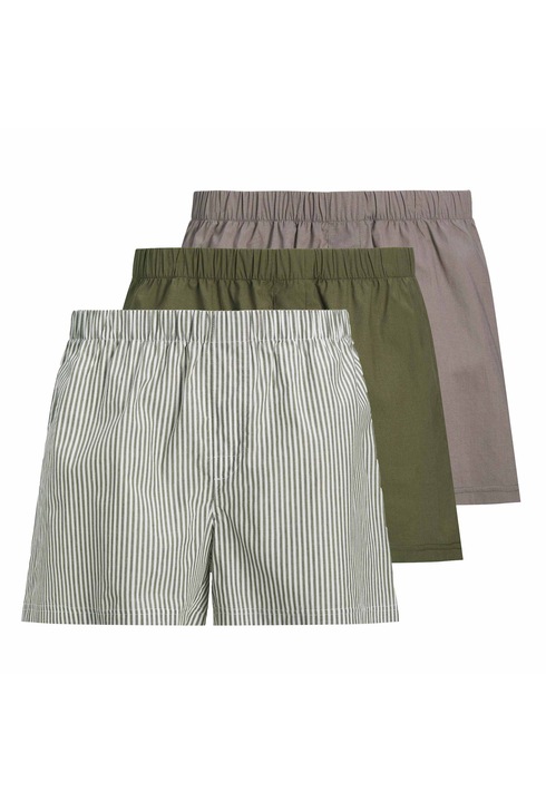 Jack & Jones, Set de boxeri - 3 perechi, Alb/Verde/Maro