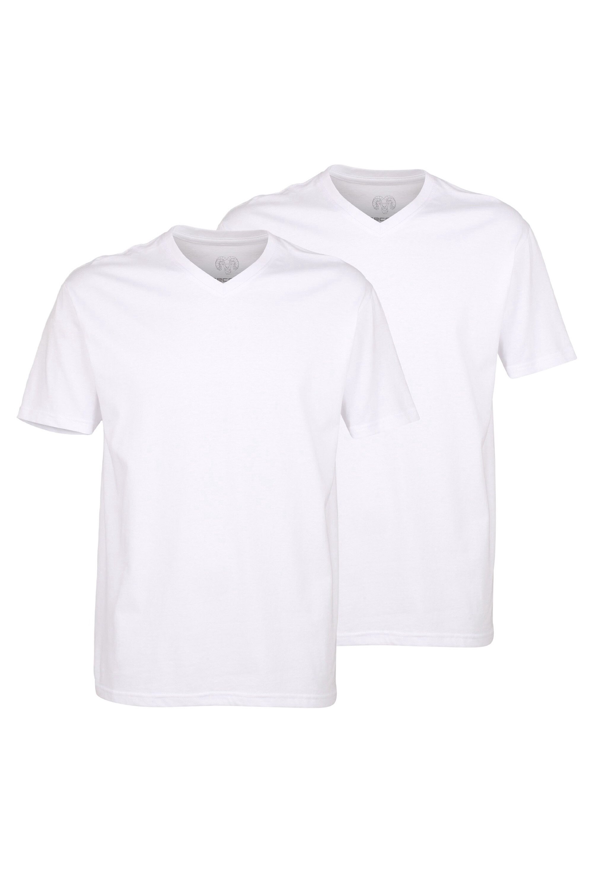 CECEBA, Set de tricouri cu decolteu in V si model uni - 2 piese, Alb, 7XL