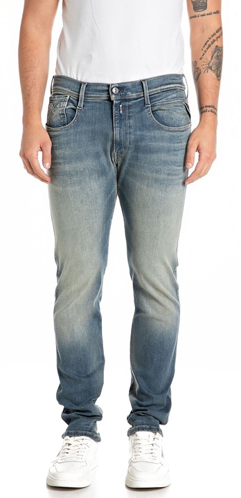 Replay, Blugi slim fit Hyperflex, Albastru deschis