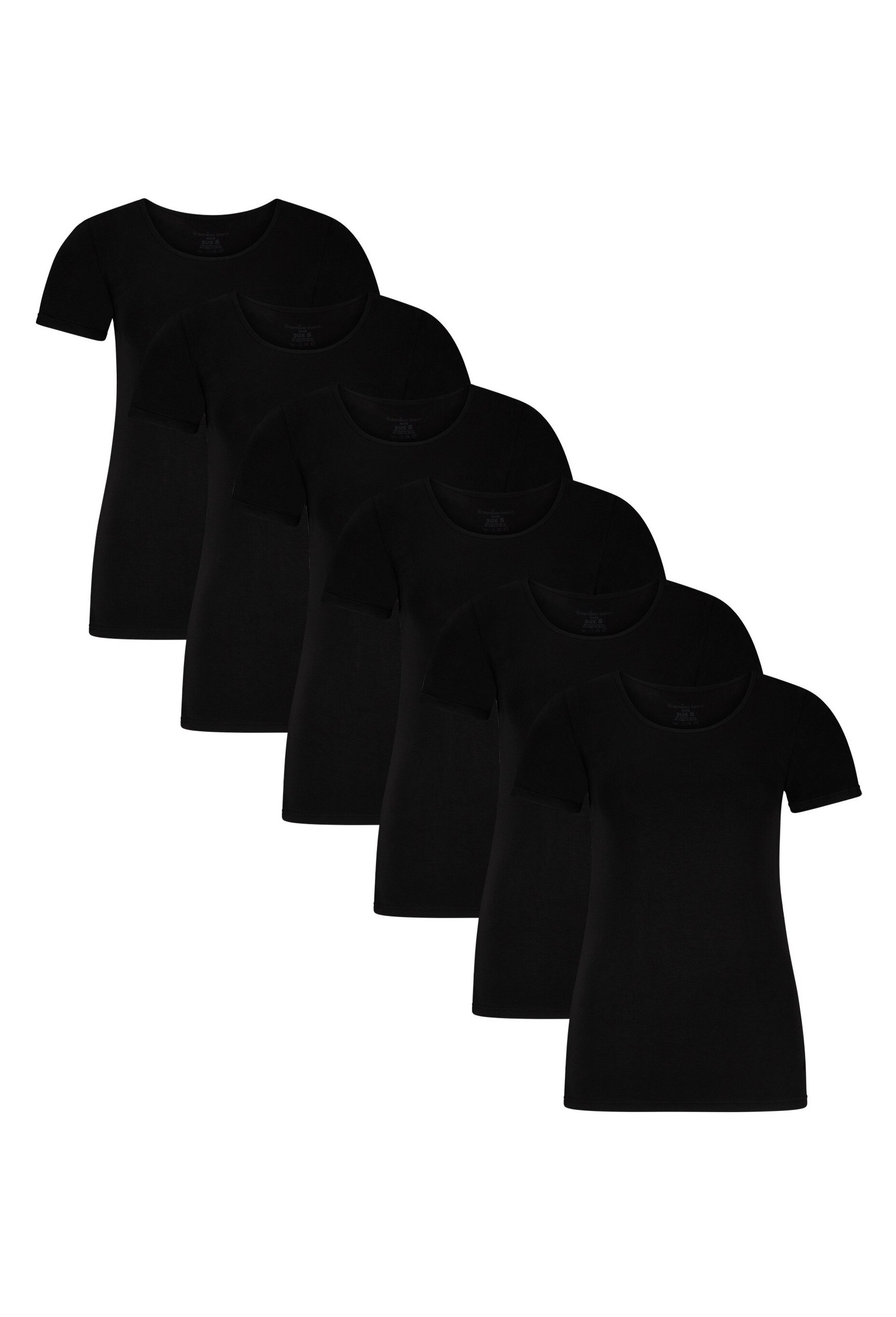 Bamboo Basics, Set de tricouri de casa Kate - 6 piese, Negru, M