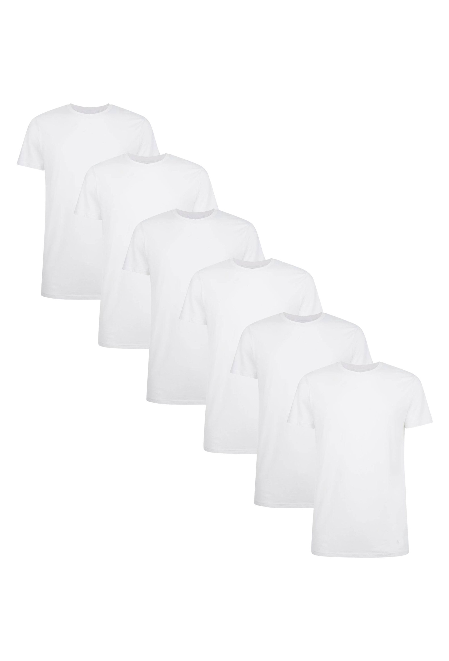 Bamboo Basics, Set de tricouri slim fit - 6 perechi, Alb, L