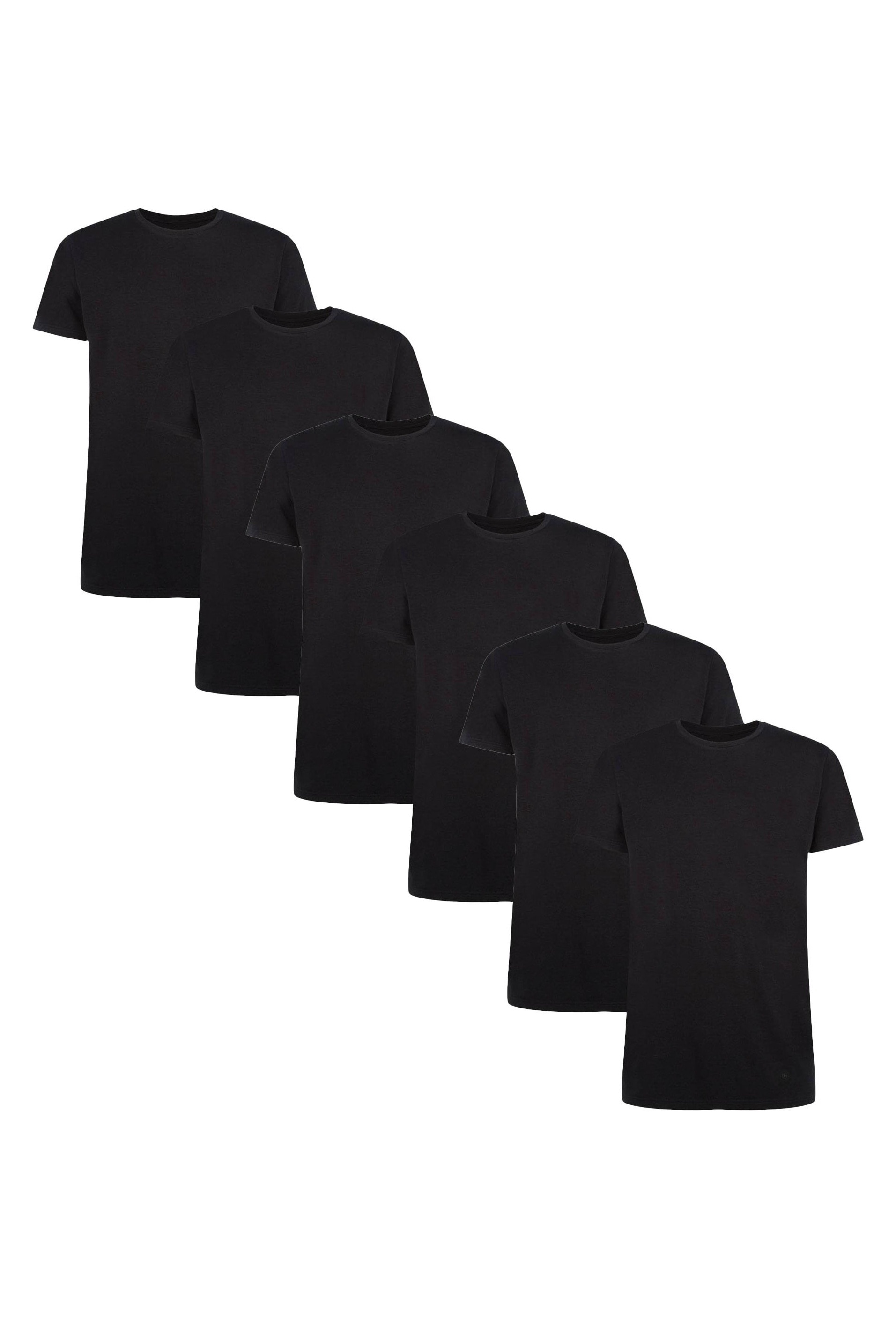 Bamboo Basics, Set de tricouri slim fit - 6 perechi, Negru, 2XL