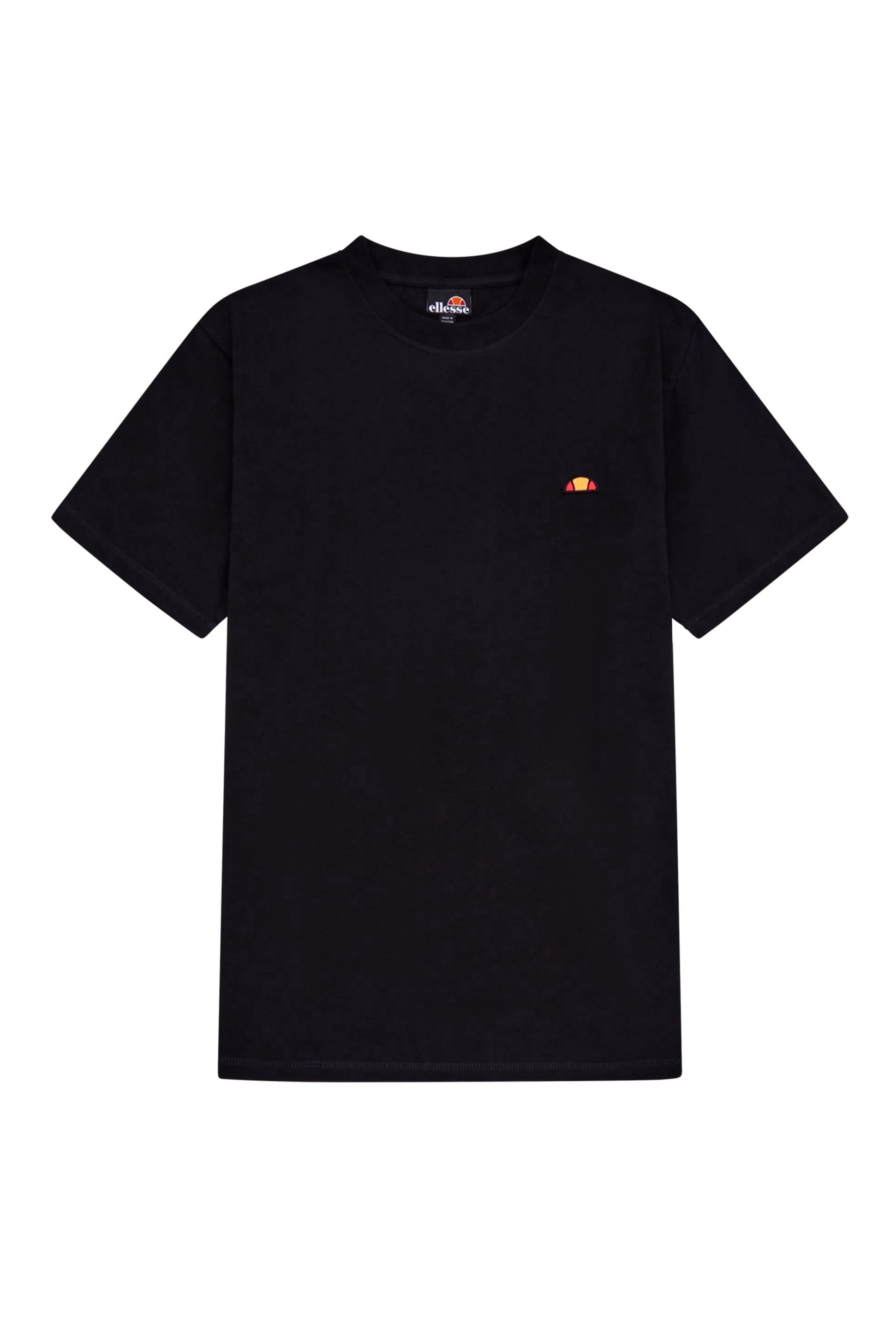 ELLESSE, Tricou din bumbac cu decolteu la baza gatului, Negru, M