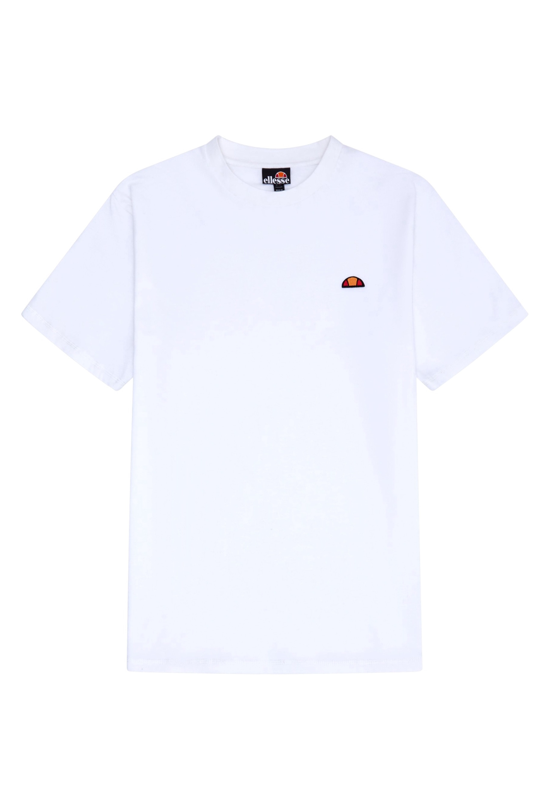 ELLESSE, Tricou din bumbac cu decolteu la baza gatului, Alb, L