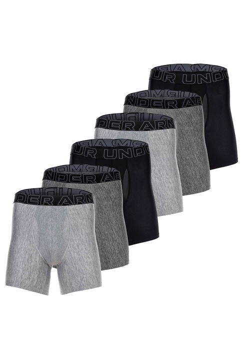 Under Armour, Set de boxeri cu logo - 6 piese, Gri, Negru stins, L