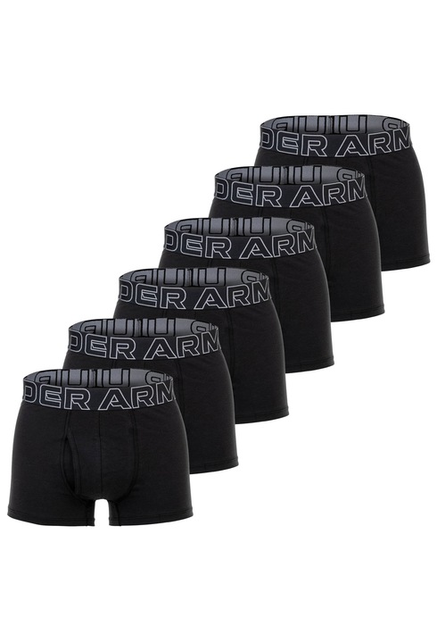 Under Armour, Set de boxeri cu logo - 6 piese, Negru