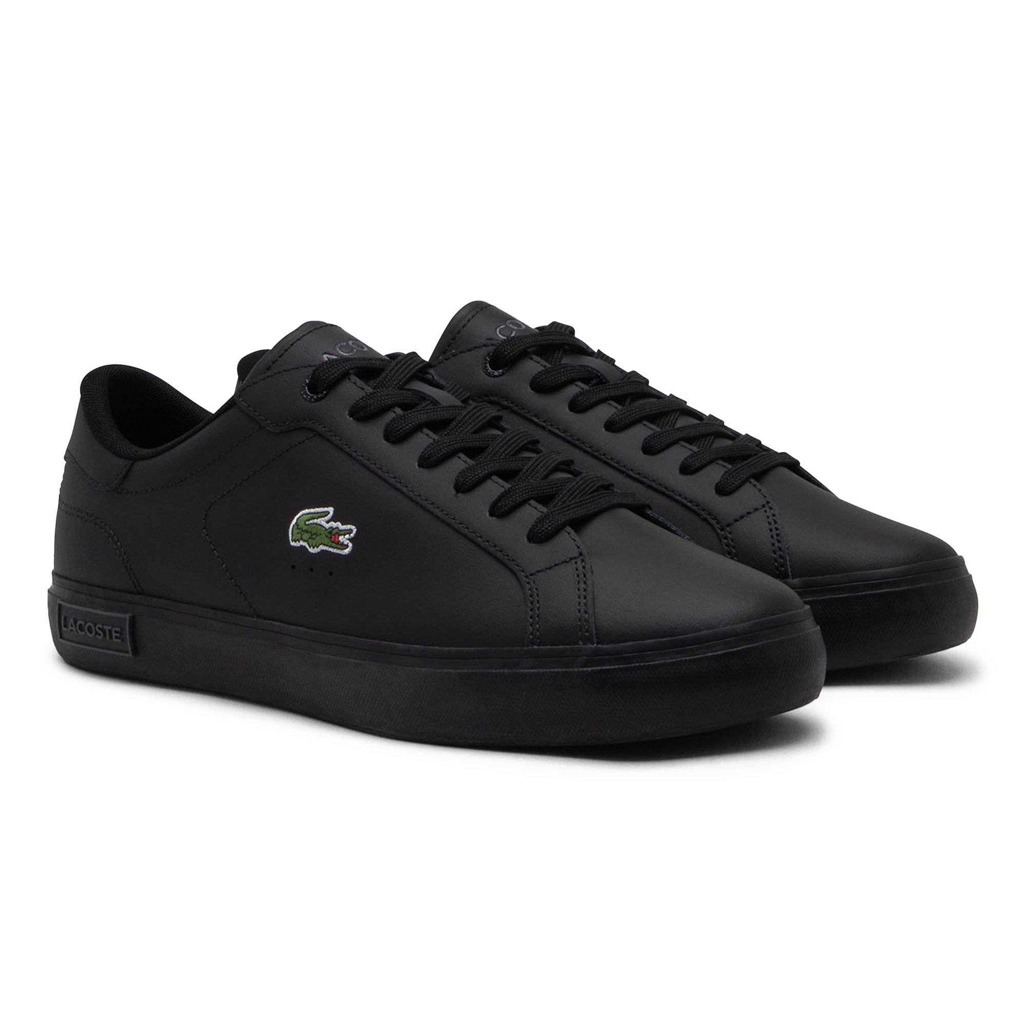 Lacoste, Pantofi sport din piele cu logo discret11, Negru, 44