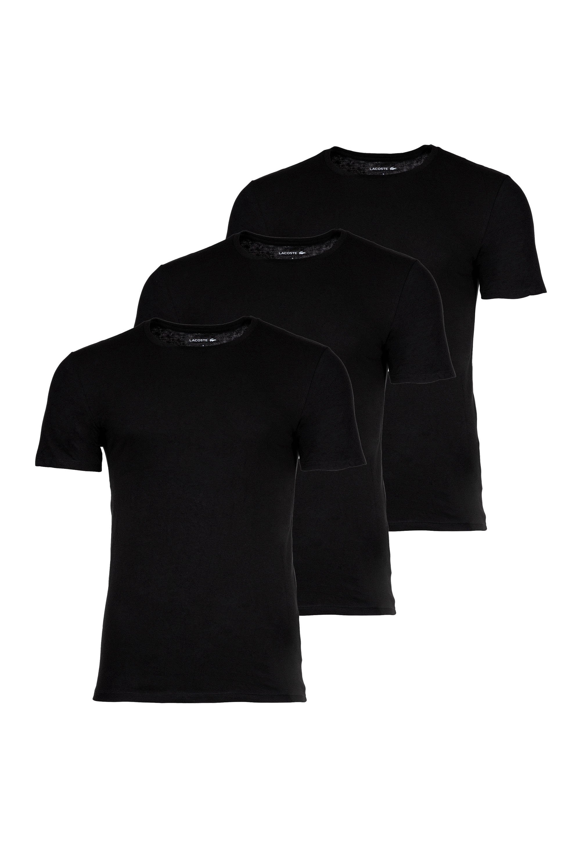 Lacoste, Set de tricouri slim fit din bumbac cu decolteu la baza gatului - 3 piese, Negru, M