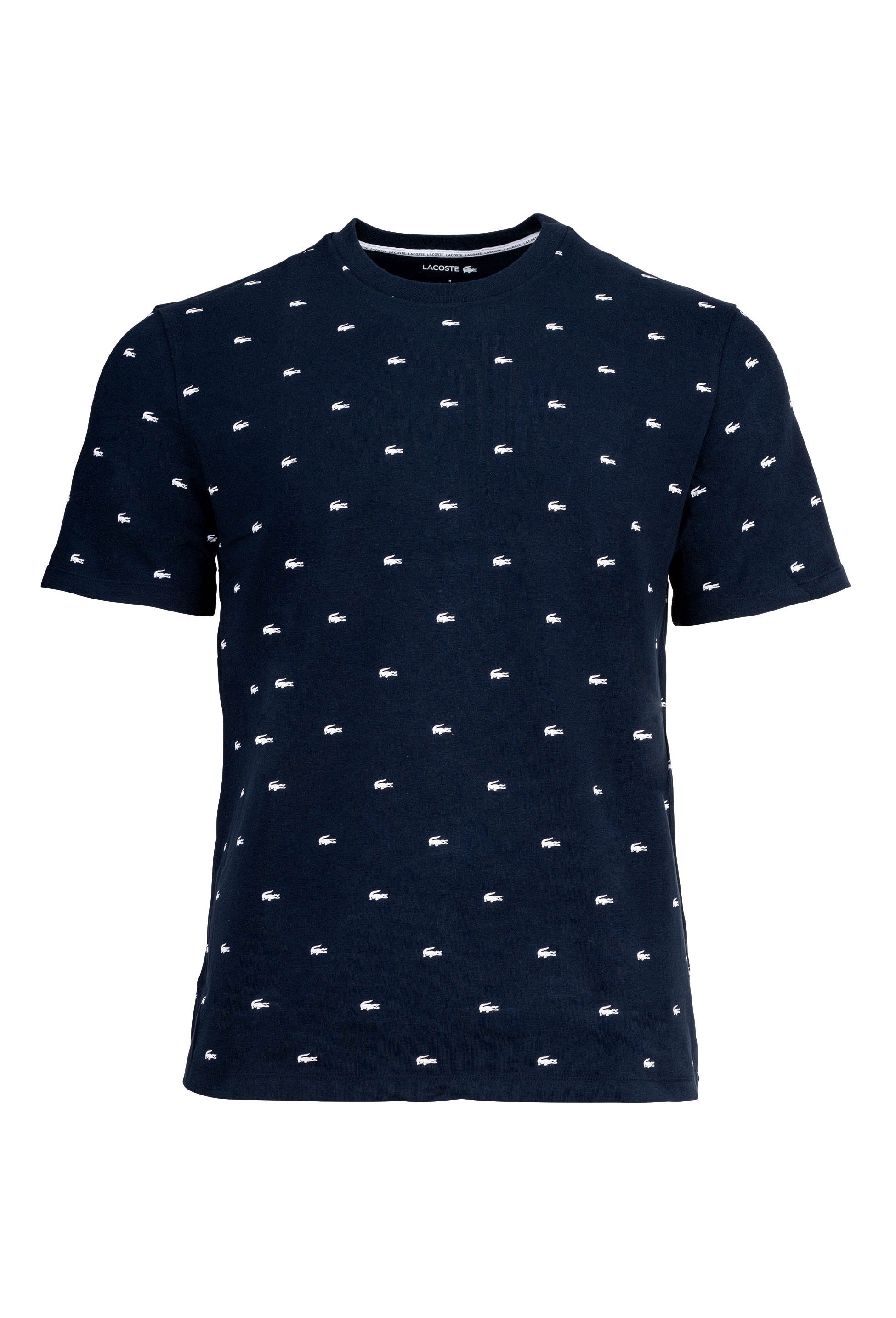 Lacoste, Tricou cu imprimeu logo, Alb, Albastru, L