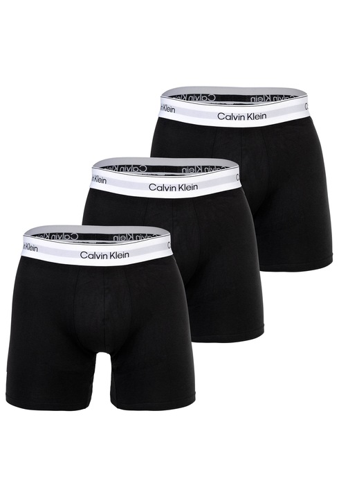 CALVIN KLEIN, Set de boxeri cu banda logo in talie - 3 perechi, Alb/Negru