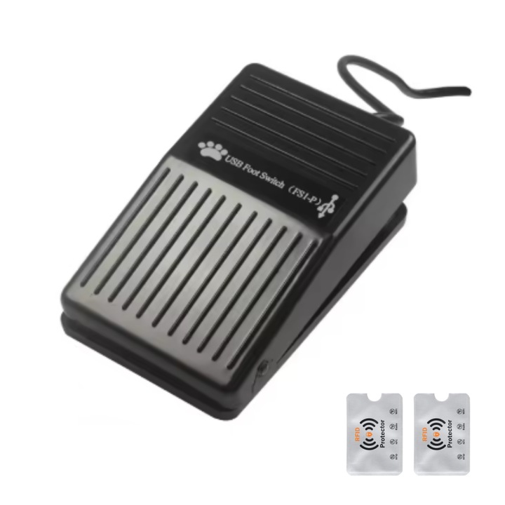 Педал за игри, програмируем, USB, клавиатура за бърз достъп, мишка, телефон и таблет, съвместим с Windows, Linux, iOS и Android, + 2 Rfid защити, UnderShop