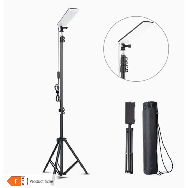 Reflector led si trepied cu USB pentru exterior si camping, lumina alba, 1680Lm, culoare 6500-7000K, 5V, 180 cm