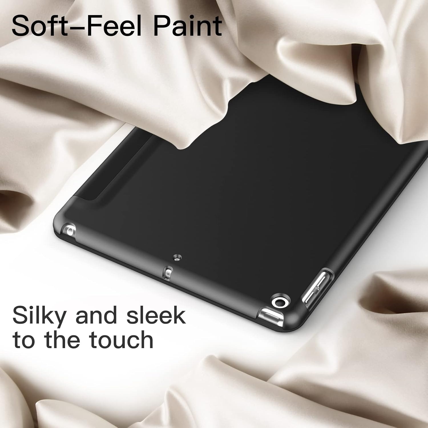Husa pentru iPad 10, 2 inchi a 9-a a 8-a a 7-a generatie, 2021 2020 2019, carcasa din spate tare, cu suport pentru tableta la atingere moale, trezire automata neagra